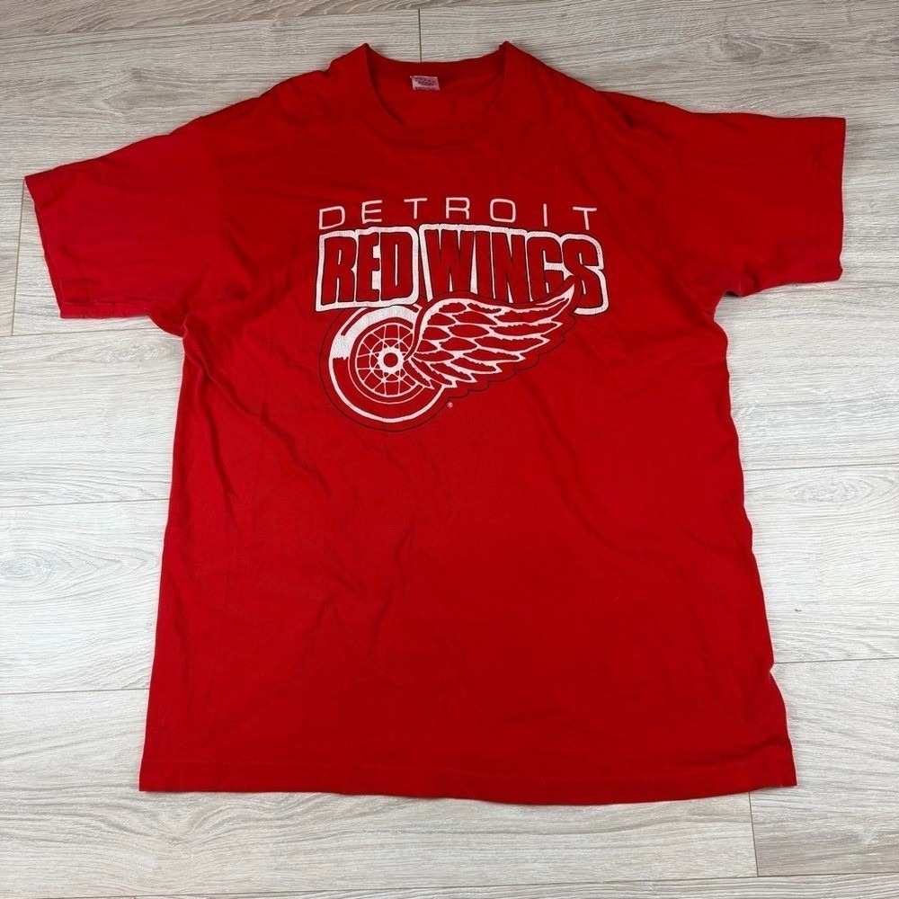Vintage Detroit Red Wings T Shirt XL Red NHL Single Stitch Fruit of the Loom USA